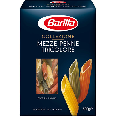 Paste Mezze Penne Tricolore, Barilla, 500g foto