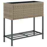 Cumpara ieftin Jardiniera de gradina cu raft, gri, poliratan