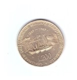 Moneda Italia 200 lira 1989 Taranto Naval Arsenal, stare foarte buna, curata