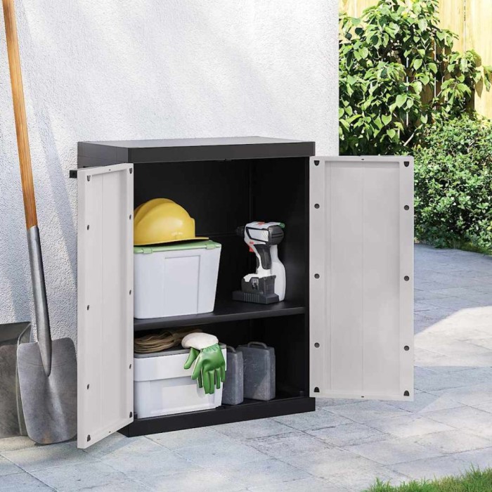 vidaXL Dulap depozitare de exterior, gri și negru, 65x37x85 cm, PP 364199
