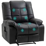 HOMCOM Scaun de Masaj Relaxant, Scaun de Relaxare, 8 Puncte de Vibrații, Funcție de Așezare, Piele Ecologică, negru, 94x99x99cm | Aosom Romania