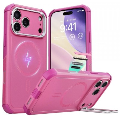 Husa MagSafe pentru Apple iPhone 17 Pro, ESR, Cyber Armor Kickstand, Roz foto