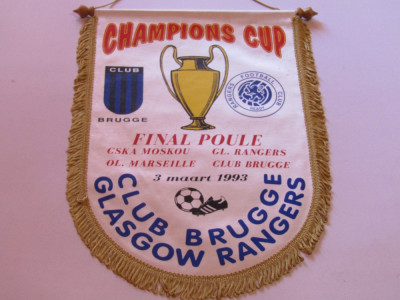 Fanion fotbal Club Brugge-Glasgow Rangers,Champions Cup,1993 foto