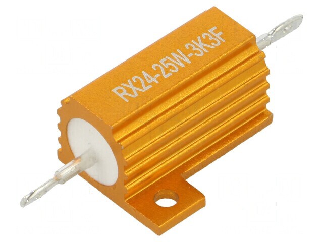 Rezistor bobinat cu radiator 3,3k&Omega; 25W &plusmn;1% 30ppm/&deg;C pentru lipit