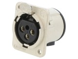 Conector XLR NEUTRIK NC3FDM3-V 3 pini THT argint soclu mamă cu buton