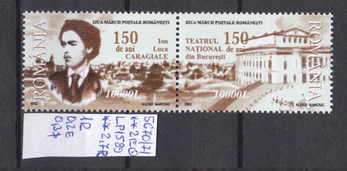 2002 Ziua marcii postale LP1589 MNH Pret 1,5+1 Lei