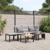 VidaXL Bănci grădină cu perne, 3 buc., negru oțel vopsit electrostatic 3283642
