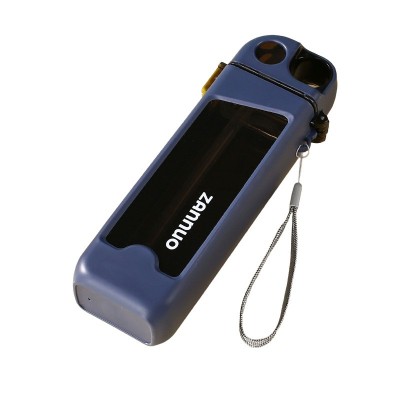 Sticla de apa pentru sport, flippy, 350 ml, cu pai si capac, 23x7x4.4 cm, buton de blocare, din pc, albastru foto