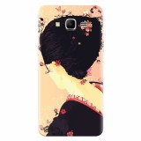 Husa silicon pentru Samsung Grand Prime, Japanese Geisha Illustration Cherry Blossom