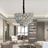 Candelabru Cristal WINDSOR Nobile 5xE27, Diametru 40cm, Crom Lucios, Inaltime Reglabila