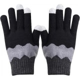 Manusi de Dama, Model Ondulat, Functie Touchscreen (ecran tactil), Material Acril Tricotat, Manseta Elastica, Interior Catifelat, Marime Universala, N