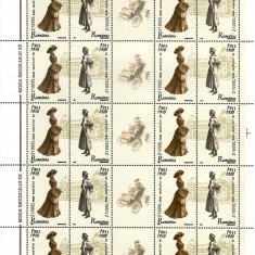 RO 2003, LP 1623b -"Moda Sec . XX " , 2 coli de 10 serii+10 viniete, 4 poze, MNH