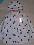 Jacheta de ploaie fata cu gluga H&amp;M Disney alba cu buline 3/4 ani noua, 3-4 ani, Alb