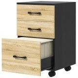 HOMCOM Dulap Vertical pentru Fișiere cu 3 Sertare, Dulap Mobil cu Roți și Bară Suspendată Reglabilă, 40x42x65 cm, Negru | Aosom Romania