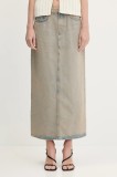 Samsoe Samsoe fustă jeans Saelsie Long culoarea bej, maxi, drept, F25100166