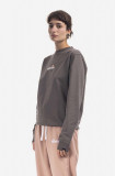 Ellesse hanorac de bumbac Sappan Sweatshirt femei, culoarea gri, cu imprimeu SGM13149-BROWN