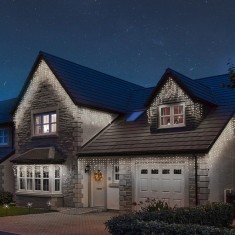 Instalatie Craciun Yoto, Tip Franjuri/Turturi, 12 m, 300 LED-uri, Prelungitor 1.5 m, 8 Jocuri de Lumini, Interconectabila, Conectare la Retea, Fir tra
