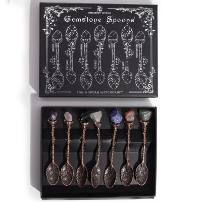Set de lingurite cu cristale brute - bronz foto