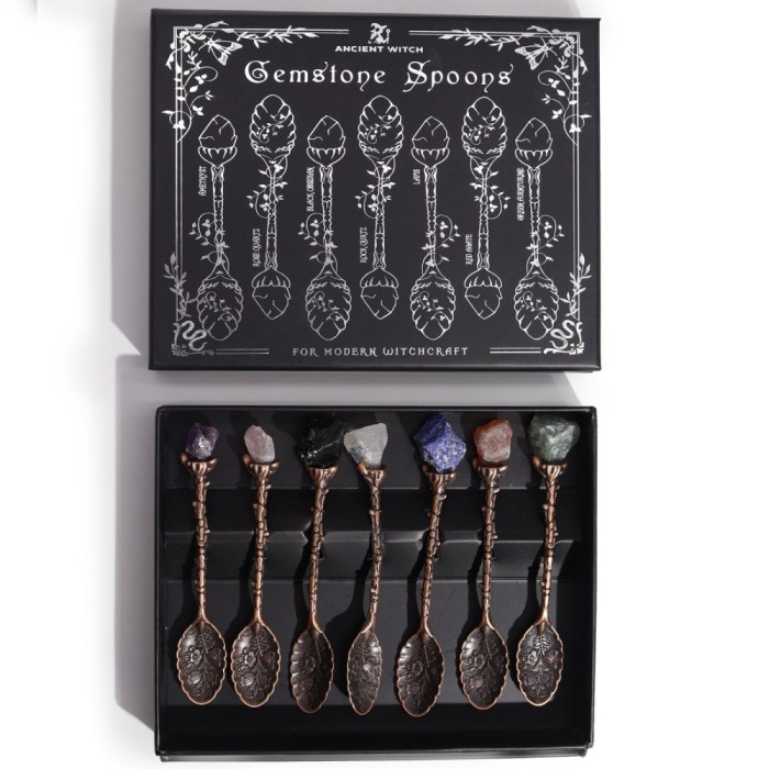 Set de lingurite cu cristale brute - bronz