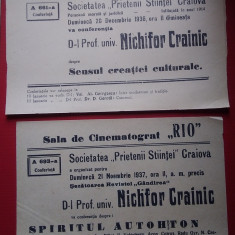 2 Afișe Conferințe Nichifor Crainic - 1936 - 1937