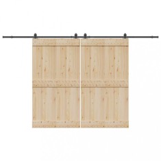 Set feronerie pentru uși glisante, negru, 366 cm, oțel