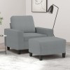 Gossi fotoliu canapea cu taburet, gri deschis, 60 cm, textil