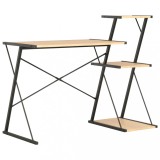 Birou cu raft vidaXL, negru și stejar, 116x50x93 cm, birou calculator, blat generos, depozitare integrata