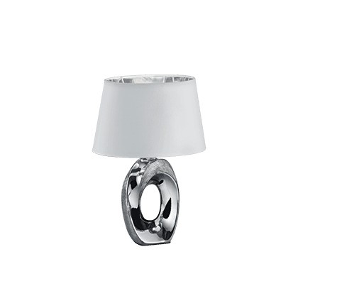 Veioza/Lampa de masa TABA, alb/argintiu , dulie E14 -TRIO