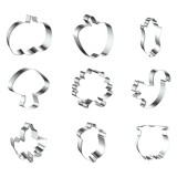 Set 9 forme pentru prajituri sub forma de animale si fructe, otel inoxidabil, argintiu