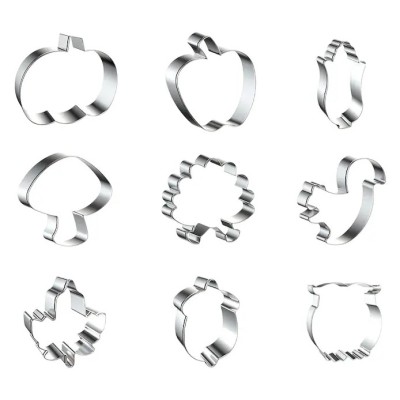 Set 9 forme pentru prajituri sub forma de animale si fructe, otel inoxidabil, argintiu foto