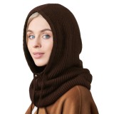 Căciulă tricotată tip balaclavă cu șnur și eșarfă cu glugă, pălărie caldă de iarnă &ndash; o singură mărime