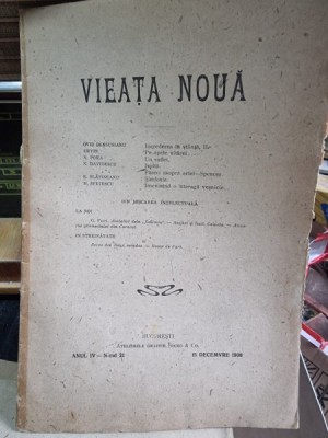Revista Vieata Noua Nr.21 decembrie 1908 foto