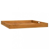Tava Servire Lemn Tec Masiv 70x70 cm vidaXL Maro, Margini Inaltate, Manere