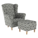 Cumpara ieftin Set fotoliu cu taburet tapiterie textil in stilul patchwork Astrid 86x72x105 cm