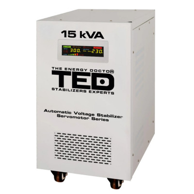 Stabilizator tensiune monofazat cu ServoMotor 12KW si sinusoidala pura + ecran LCD cu valorile tensiunii, TED Electric foto