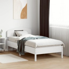 vidaXL Cadru pat fără saltea, alb, 90x190 cm, lemn masiv de pin 3207238
