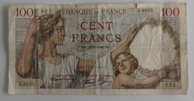 Bancnota - Franta - 100 Francs 14-3-1940 foto