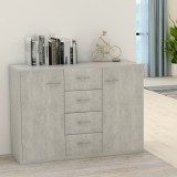 Servanta vidaXL Gri Beton 88x30x65 cm PAL, 4 Sertare si 2 Usi, Comoda Depozitare Living, Dulap Lateral