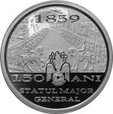 ROMANIA 5 LEI 2009 , UNC - necirculata , PROOF , 150 ANI de la infiintarea Marelui Stat Major General , Argint 925 / 15.55 g , Brosura BNR cu Nr 286