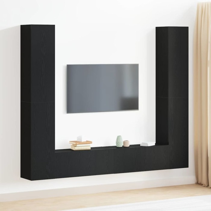 vidaXL Cabinet TV 6 pcs Negru 80 x 30 x 30 cm Lemn compozit 3393448