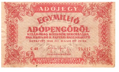 Ungaria 100 000 Adopengorol 1946 P-144a Seria 75617 foto