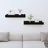 VidaXL Rafturi de perete, 2 buc., negru, 50x12x9 cm, lemn masiv de pin