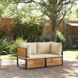 VidaXL Set canapea de grădină, 2 piese, cu perne, lemn masiv de acacia 3214916