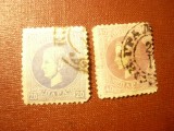 2 Timbre Serbia 1869 Rege Milan IV , 20 si 40 para stampilate ,cu defecte, Stampilat