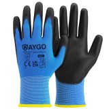 Set 4 perechi de manusi de lucru Kaygo, marime L, 9, poliuretan, bumbac, multicolor