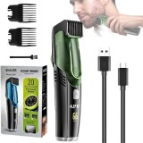 Aparat de Tuns Barba cu Aspirare APF&reg;, Trimmer Electric Reincarcabil IPX6, 20 Setari de Lungime, Lame din Otel Inoxidabil