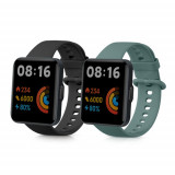 Set 2 curele pentru Xiaomi Redmi Watch 2/Redmi Watch 2 Lite, Kwmobile, Negru/Verde, Silicon, 56911.05