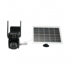Camera supraveghere cu lentila duala 6MP, 4G, WIFI 2.4 GHz cu panou solar, baterie 9000 mAh, PTZ control, senzor miscare, detectie umana PIR, night vi