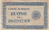 ITALIA 20 CENTESIMI BUONO COMUNE DI TRIESTE ND(1945) Uzat