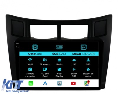 Navigatie Dedicata Toyota Yaris (2005-2011), 9Inch, 6Gb Ram, 128Gb Stocare, Carplay Performance AutoTuning foto
